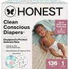 imageThe Honest Company Clean Conscious Diapers for Delicate Skin  Up to 100 Leakproof  Hypoallergenic Fragrance Free  Gender Neutral  Super Club Box Size 1 814 lbs 136 Count Prints May VaryAbove It All  Pattern Play
