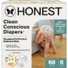 imageThe Honest Company Clean Conscious Diapers for Delicate Skin  Up to 100 Leakproof  Hypoallergenic Fragrance Free  Gender Neutral  Super Club Box Size 1 814 lbs 136 Count Prints May VarySo Delish  Its a Pawty