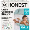 imageThe Honest Company Clean Conscious Diapers for Delicate Skin  Up to 100 Leakproof  Hypoallergenic Fragrance Free  Gender Neutral  Super Club Box Size 1 814 lbs 136 Count Prints May VaryMulticolored Giraffes  Barnyard Babies