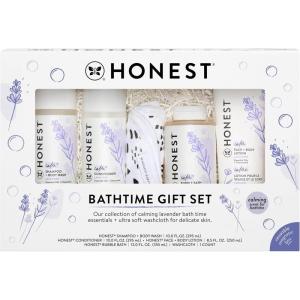 imageThe Honest Company Calming Lavender Bathtime Gift Set  Hypoallergenic Bath Essentials for Sensitive Skin  Shampoo  Body Wash Face  Body Lotion Bubble Bath Conditioner Wash ClothBathtime  Lavender