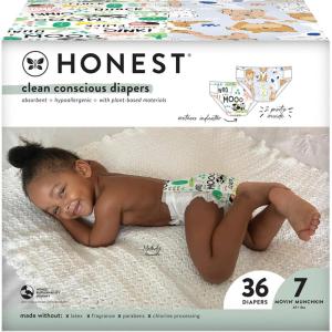 imageThe Honest Company Clean Conscious Diapers  PlantBased Sustainable  Fall 23 Limited Edition Prints  Club Box Size 1 814 lbs 80 CountBarnyard Babies  Its a Pawty