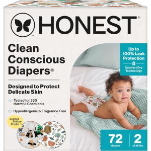 imageThe Honest Company Clean Conscious Diapers for Delicate Skin  Up to 100 Leakproof  Hypoallergenic Fragrance Free  Fall 25 Limited Edition Prints  Club Box Size 3 1628 lbs 62 CountSize 2 72 Count