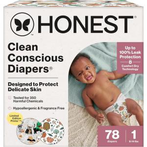 imageThe Honest Company Clean Conscious Diapers for Delicate Skin  Up to 100 Leakproof  Hypoallergenic Fragrance Free  Fall 25 Limited Edition Prints  Club Box Size 3 1628 lbs 62 CountSize 1 78 Count