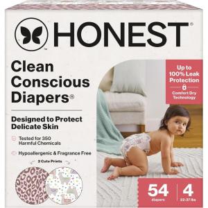 imageThe Honest Company Clean Conscious Diapers for Delicate Skin  Up to 100 Leakproof  Hypoallergenic Fragrance Free  Gender Neutral  Super Club Box Size 1 814 lbs 136 Count Prints May VaryWild Thang  All the Alpacas