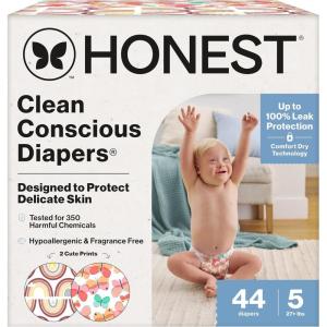 imageThe Honest Company Clean Conscious Diapers for Delicate Skin  Up to 100 Leakproof  Hypoallergenic Fragrance Free  Gender Neutral  Super Club Box Size 1 814 lbs 136 Count Prints May VaryWingin It  Catching Rainbows