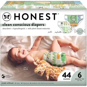 imageThe Honest Company Clean Conscious Diapers for Delicate Skin  Up to 100 Leakproof  Hypoallergenic Fragrance Free  Gender Neutral  Super Club Box Size 1 814 lbs 136 Count Prints May VaryColor Me Paisley  Grow Together