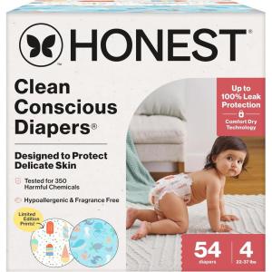 imageThe Honest Company Clean Conscious Diapers for Delicate Skin  Up to 100 Leakproof  Hypoallergenic Fragrance Free  Summer 25 Limited Edition Prints  Club Box Size 5 27 lbs 44 CountSize 4 54 Count