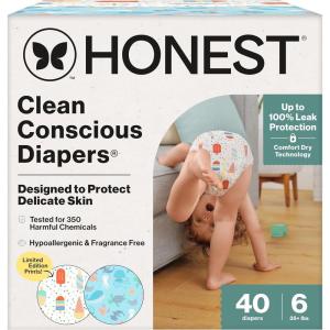 imageThe Honest Company Clean Conscious Diapers for Delicate Skin  Up to 100 Leakproof  Hypoallergenic Fragrance Free  Summer 25 Limited Edition Prints  Club Box Size 5 27 lbs 44 CountSize 6 40 Count