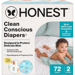 imageThe Honest Company Clean Conscious Diapers for Delicate Skin  Up to 100 Leakproof  Hypoallergenic Fragrance Free  Summer 25 Limited Edition Prints  Club Box Size 5 27 lbs 44 CountSize 2 72 Count