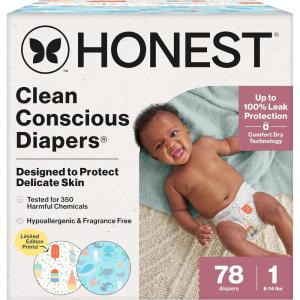 imageThe Honest Company Clean Conscious Diapers for Delicate Skin  Up to 100 Leakproof  Hypoallergenic Fragrance Free  Summer 25 Limited Edition Prints  Club Box Size 5 27 lbs 44 CountSize 1 78 Count