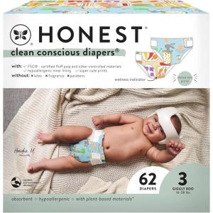 imageThe Honest Company Clean Conscious Diapers for Sensitive Skin  Hypoallergenic Fragrance Free  Spring 25 Limited Edition Prints  Club Box Size 6 35 lbs 40 CountSize 3 62 Count