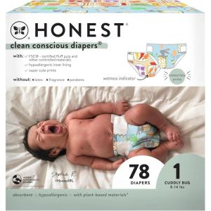 imageThe Honest Company Clean Conscious Diapers for Sensitive Skin  Hypoallergenic Fragrance Free  Spring 25 Limited Edition Prints  Club Box Size 6 35 lbs 40 CountSize 1 78 Count