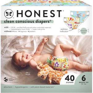 imageThe Honest Company Clean Conscious Diapers for Sensitive Skin  Hypoallergenic Fragrance Free  Spring 25 Limited Edition Prints  Club Box Size 6 35 lbs 40 CountSize 6 40 Count