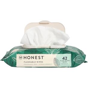 imageThe Honest Company Flushable Wipes for Sensitive Skin  Fragrance Free Hypoallergenic 99 Water Safe to Flush  pH Balanced Feminine Wipes  Tropical Leaves 42 CountTropical Leaves
