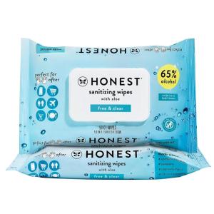 imageThe Honest Company Fragrance Free Sanitizing Alcohol Wipes  Antibacterial  Safe for Hands  Kills 99 of Germs Made With Aloe  50 Count 1 Pack50 Count Pack of 2