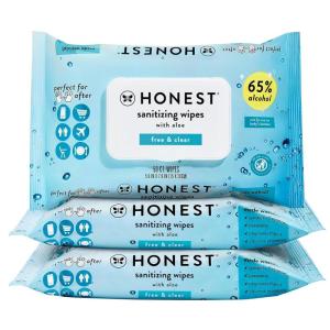 imageThe Honest Company Fragrance Free Sanitizing Alcohol Wipes  Antibacterial  Safe for Hands  Kills 99 of Germs Made With Aloe  50 Count 1 Pack50 Count Pack of 3