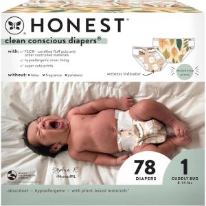 imageThe Honest Company Clean Conscious Diapers  PlantBased Sustainable  Fall 24 Limited Edition Prints  Club Box Size 1 814 lbs 78 CountSize 1 78 Count