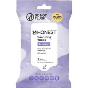 imageThe Honest Company Lavender Sanitizing Alcohol Wipes Antibacterial with Aloe Kills 99 of Germs 15 Count