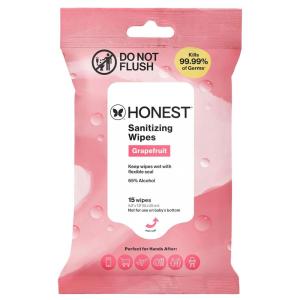 imageThe Honest Company Grapefruit Grove Sanitizing Wipes Kills 9999 of Germs Safe for All Hands Antibacterial Dermatologist Tested 15 CountGrapefruit Grove